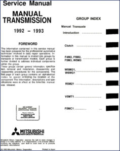 mitsubishi f4m2 f5m2 f5m3 w5m3 w5mg1 1992 service, mitsubishi service manual, mitsubishi f4m2