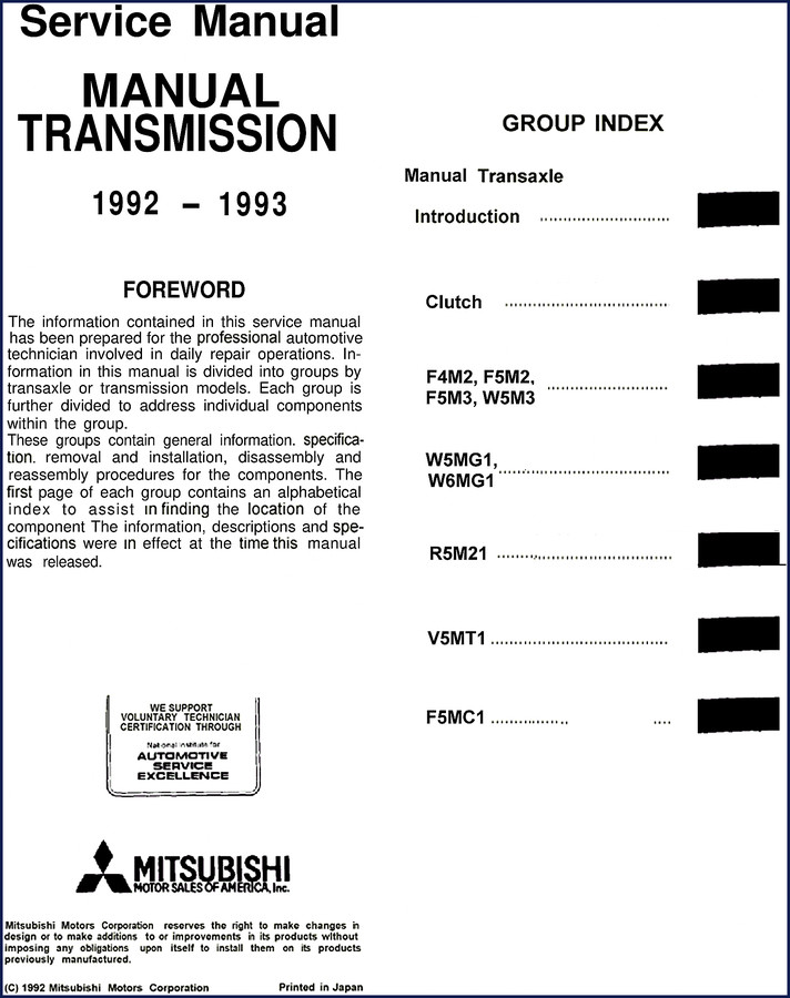 mitsubishi f4m2 f5m2 f5m3 w5m3 w5mg1 1992 service, mitsubishi service manual, mitsubishi f4m2