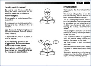 mitsubishi h15b operators manual, mitsubishi manual, mitsubishi h15b