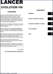mitsubishi lancer evolution viii 2003 electrical schematic, mitsubishi motors manual, mitsubishi motors lancer