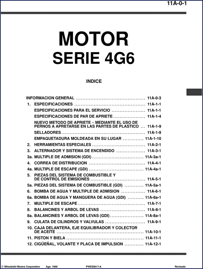 mitsubishi motors 4g63, 4g64 1998 technical manual, mitsubishi motors manual, mitsubishi motors motors