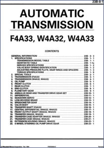 mitsubishi motors f4a33, w4a32, w4a33 1994 service manual, mitsubishi motors service manual, mitsubishi motors motors