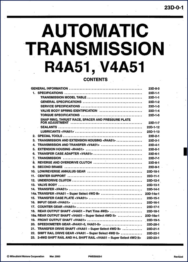 mitsubishi r4a51 v4a51 2000 service manual, mitsubishi service manual, mitsubishi r4a51