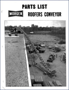 1987 morgen roofers conveyor parts catalog, morgen parts catalog, morgen morgen