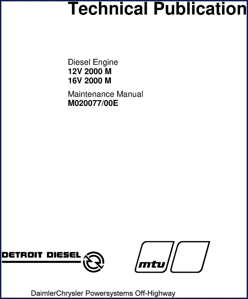 mtu 12v 2000, 16v 2000 service manual, mtu service manual, mtu 12v