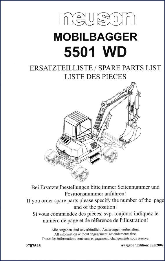 neuson 5501 wd 2002 parts catalog, neuson parts catalog, neuson 5501