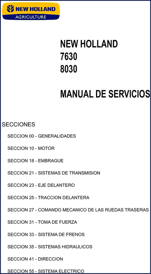 new holland 7630, 8030 service manual, new holland service manual, new holland holland