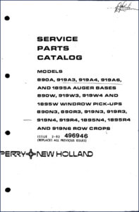 new holland 1895a, 890a, 919a3, 919a4, 919a6 1982, new holland parts catalog, new holland holland