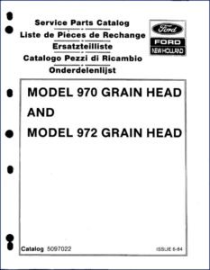 new holland 970 & 972 grain head 1984, new holland parts catalog, new holland holland
