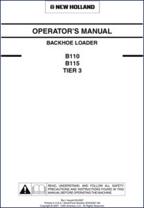 new holland b110, b115 2007 operators manual, new holland manual, new holland holland