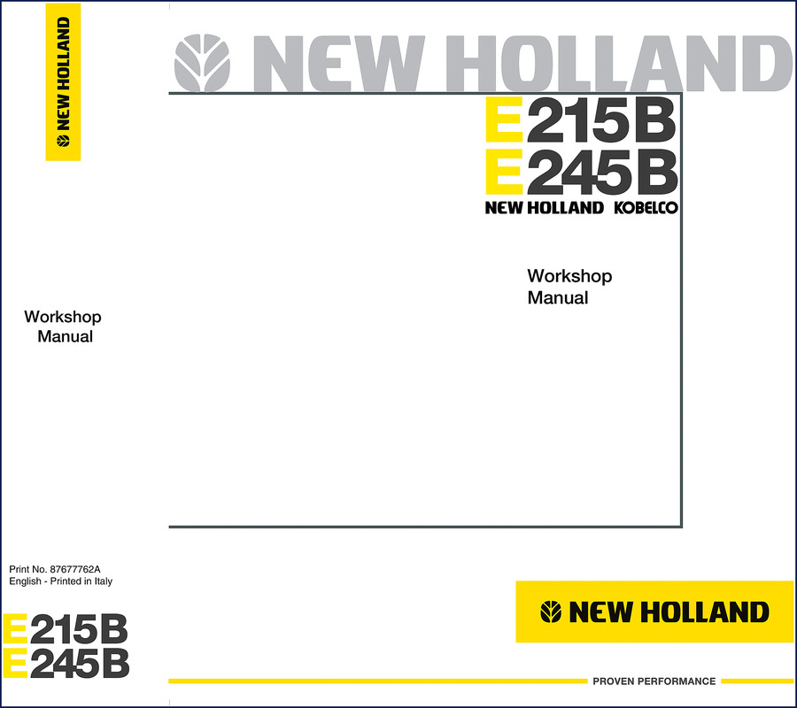 new holland e245b, e215b 2007 workshop manual, new holland workshop manual, new holland holland