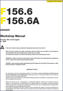 new holland f156.6, f156.6a 2005 workshop manual, new holland workshop manual, new holland holland