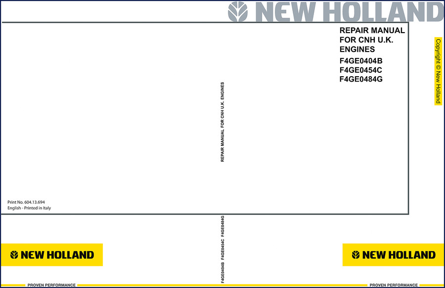 new holland f4ge0404b, f4ge0454c, f4ge0484g repair manual, new holland repair manual, new holland holland