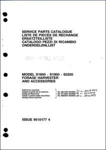 new holland s1800, s1900, s2200 1989 parts catalog, new holland parts catalog, new holland holland