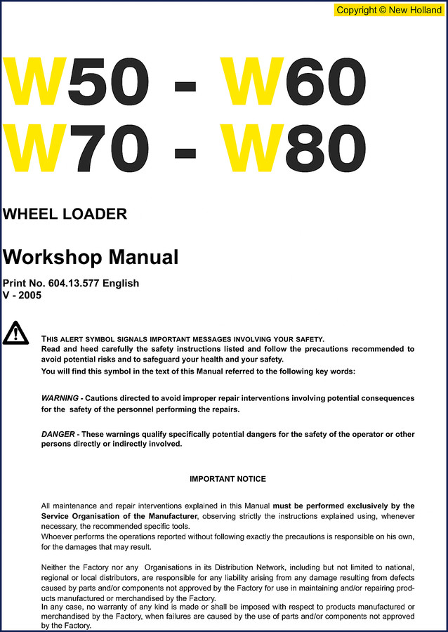 new holland w50, w60, w70, w80 2005 workshop, new holland workshop manual, new holland holland