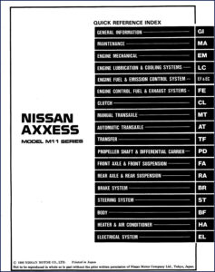 nissan axxess 1989 service manual, nissan service manual, nissan axxess