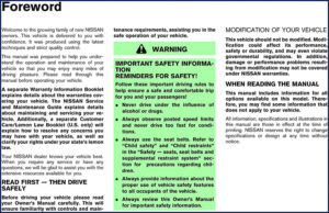 Nissan Murano 2004 User Manual – Factory Specs for Safe Operation – OEM Service Manual