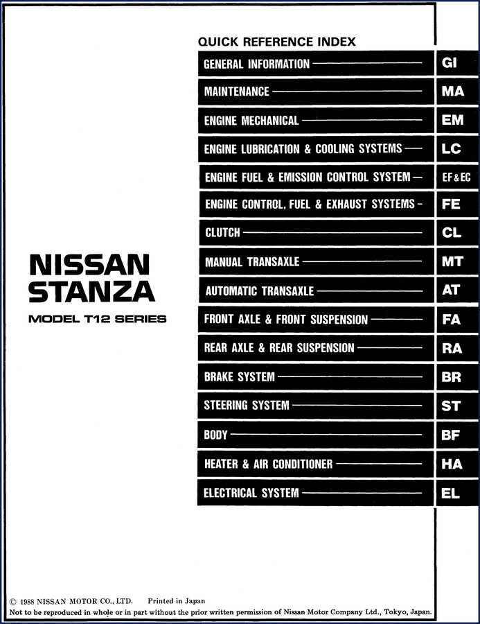 nissan t12 1989 service manual, nissan service manual, nissan t12