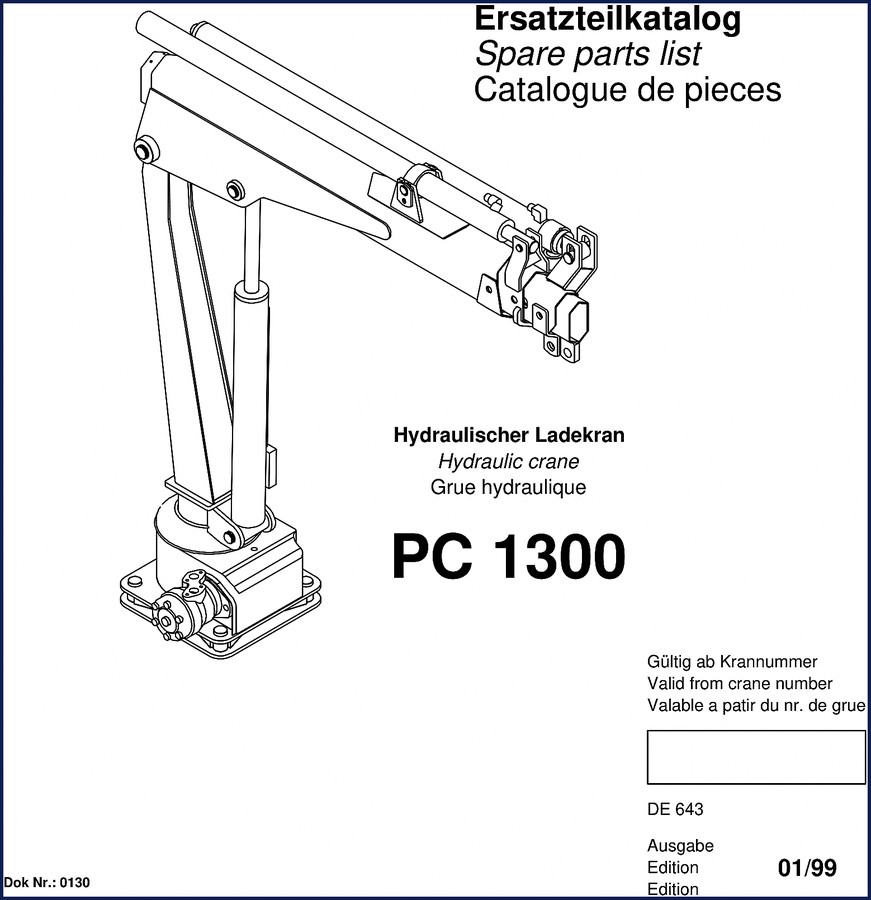palfinger pc 1300 1999 parts catalog, palfinger parts catalog, palfinger pc