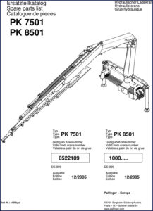 palfinger pk 7501, pk 8501 2005 parts catalog, palfinger parts catalog, palfinger pk