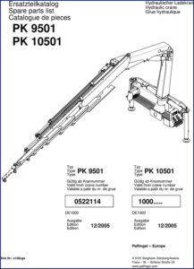 palfinger pk 9501, pk 10501 2005 parts catalog, palfinger parts catalog, palfinger pk