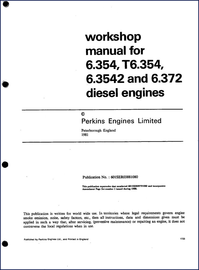 perkins 6.354 & 6.372 1981 workshop manual, perkins workshop manual, perkins 6.354