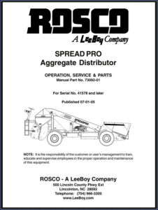 rosco spreadpro 2005 service manual, rosco service manual, rosco spreadpro