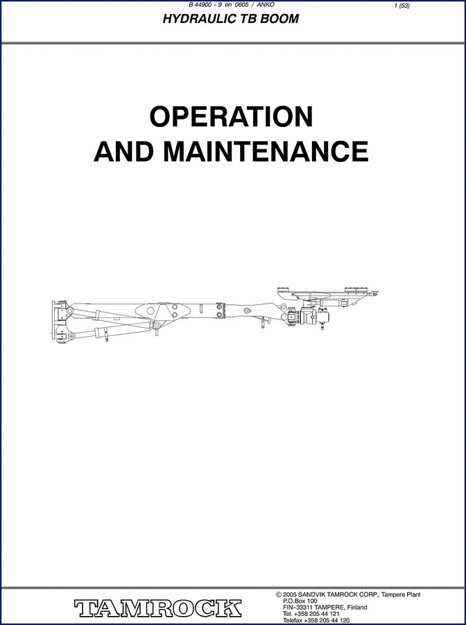 sandvik hydraulic tb boom 2005 operators manual, sandvik manual, sandvik hydraulic