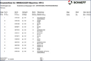 schaeff hr13 2006 parts catalog, schaeff parts catalog, schaeff hr13