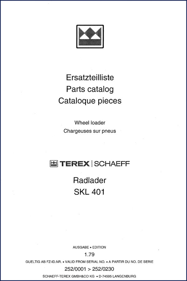 schaeff skl 401 1979 parts catalog, schaeff parts catalog, schaeff skl
