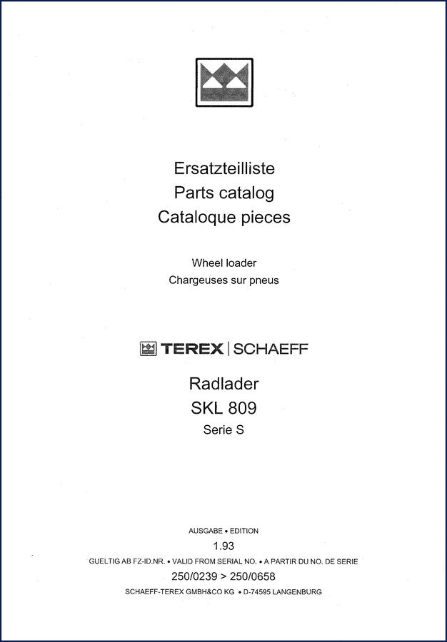 schaeff skl 809 1993 parts catalog, schaeff parts catalog, schaeff skl