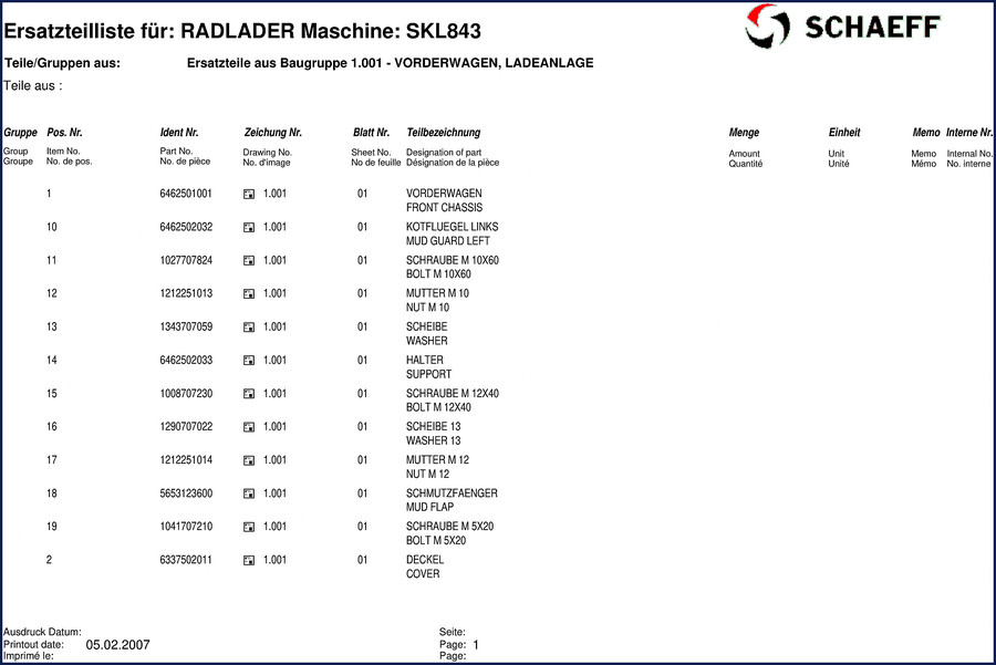 schaeff skl843 2007 parts catalog, schaeff parts catalog, schaeff skl843