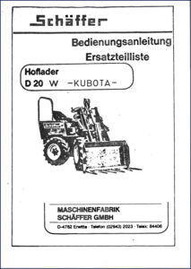 schäffer d 20 w parts catalog, schäffer parts catalog, schäffer d