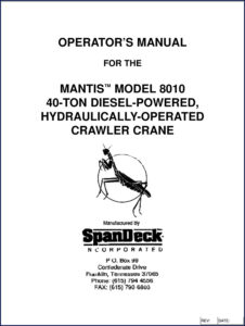 spandeck mantis 8010 operators manual, spandeck manual, spandeck mantis