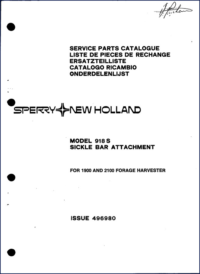 sperry new holland 1900, 918 s, 2100 parts, sperry new holland parts catalog, sperry new holland new