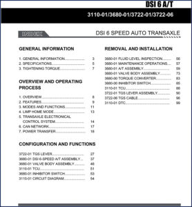 ssangyong dsi 6 a/t service manual (106 pages), ssangyong service manual, ssangyong dsi