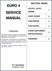 ssangyong kyron service manual, ssangyong service manual, ssangyong kyron