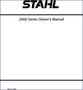 stahl 2000e, 2000r, 2000h 2004 operators manual, stahl manual, stahl 2000e,