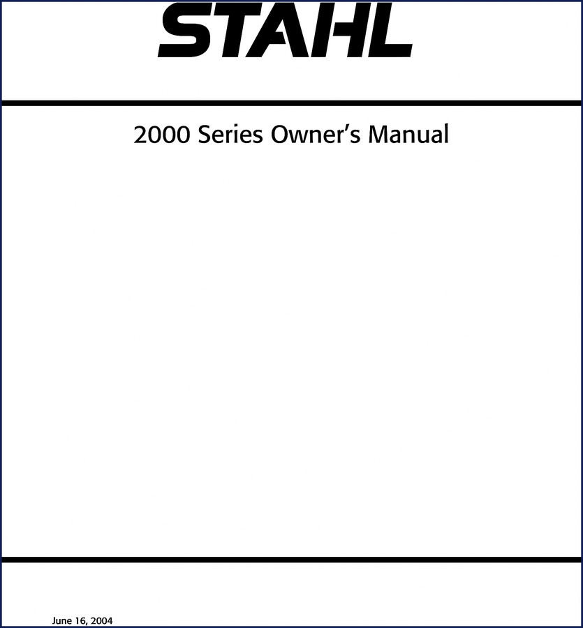 stahl 2000e, 2000r, 2000h 2004 operators manual, stahl manual, stahl 2000e,