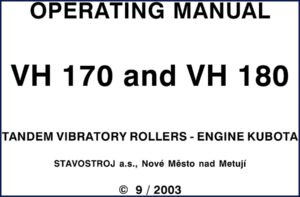 stavostroj vh 170, vh 180 2003 operators manual, stavostroj manual, stavostroj vh
