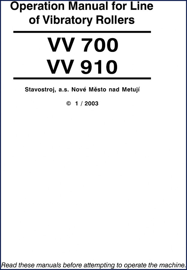stavostroj vv 700, vv 910 2003 operators manual, stavostroj manual, stavostroj vv