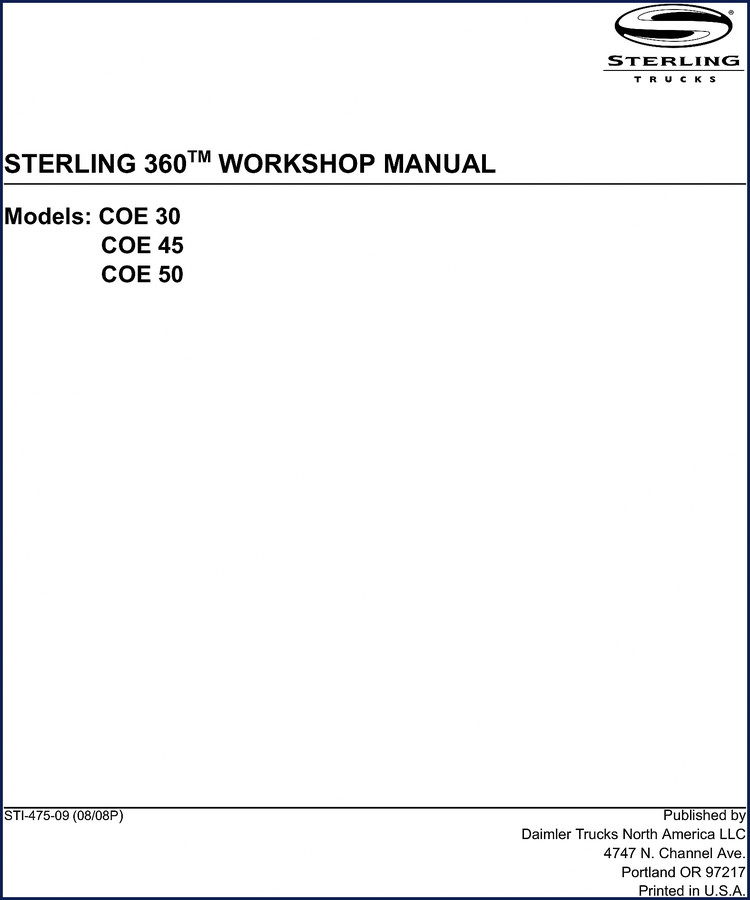 sterling coe 45, coe 50, coe 30 2008, sterling workshop manual, sterling coe