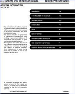 subaru impreza wrx sti 2010 service manual, subaru service manual, subaru impreza