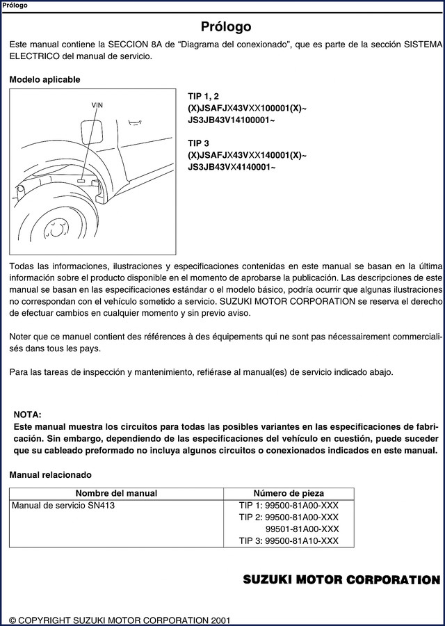 suzuki sn413 2001 electrical schematic, suzuki manual, suzuki sn413