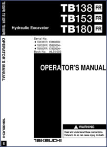 takeuchi tb153, tb180, tb138 operators manual, takeuchi manual, takeuchi tb153,