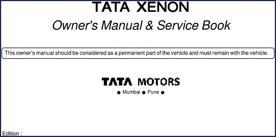 tata motors xenon 2004 user manual, tata motors manual, tata motors motors