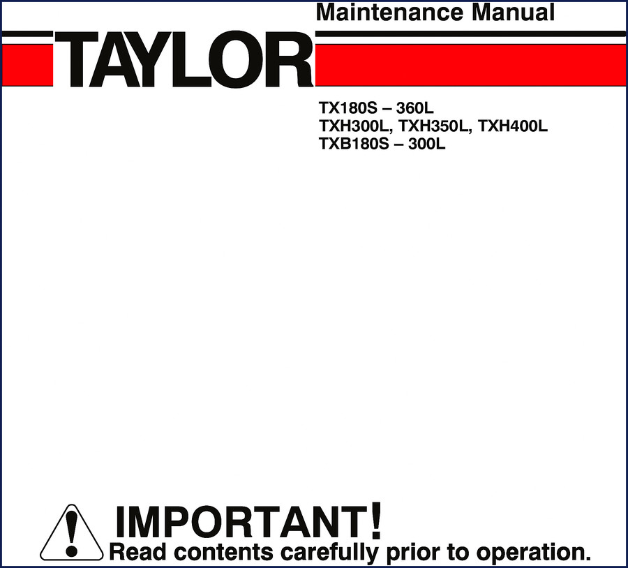 taylor tx180s, txh300l, txh350l, txh400l, txb180s 2007 service, taylor service manual, taylor tx180s,