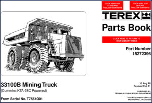terex 33100b 2001 parts catalog, terex parts catalog, terex 33100b