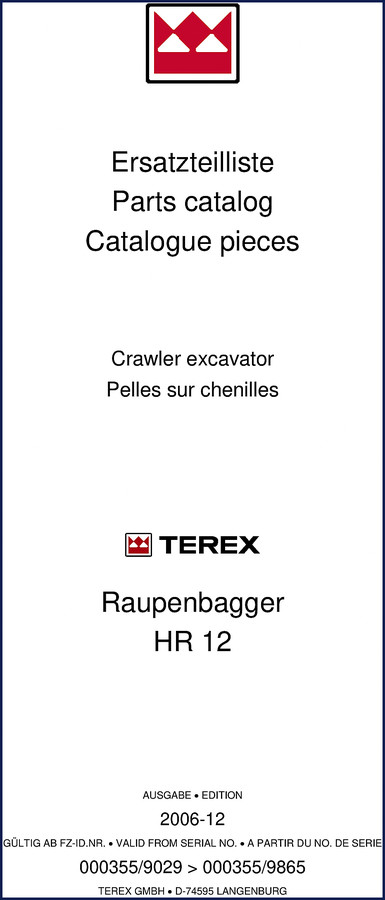 terex hr 12 2006 parts catalog, terex parts catalog, terex hr