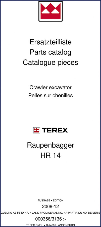 terex hr 14 2006 parts catalog, terex parts catalog, terex hr